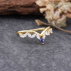 Unique Marquise Cut Curved Tanzanite Ring for Women