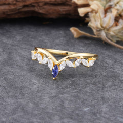 Unique Marquise Cut Curved Tanzanite Ring for Women