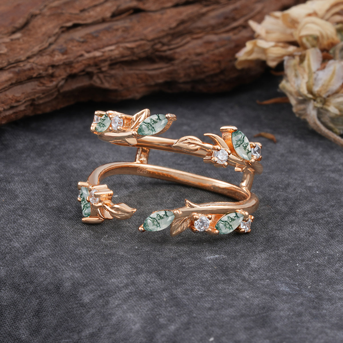 SR17251 Moss Agate Ring - Additional view