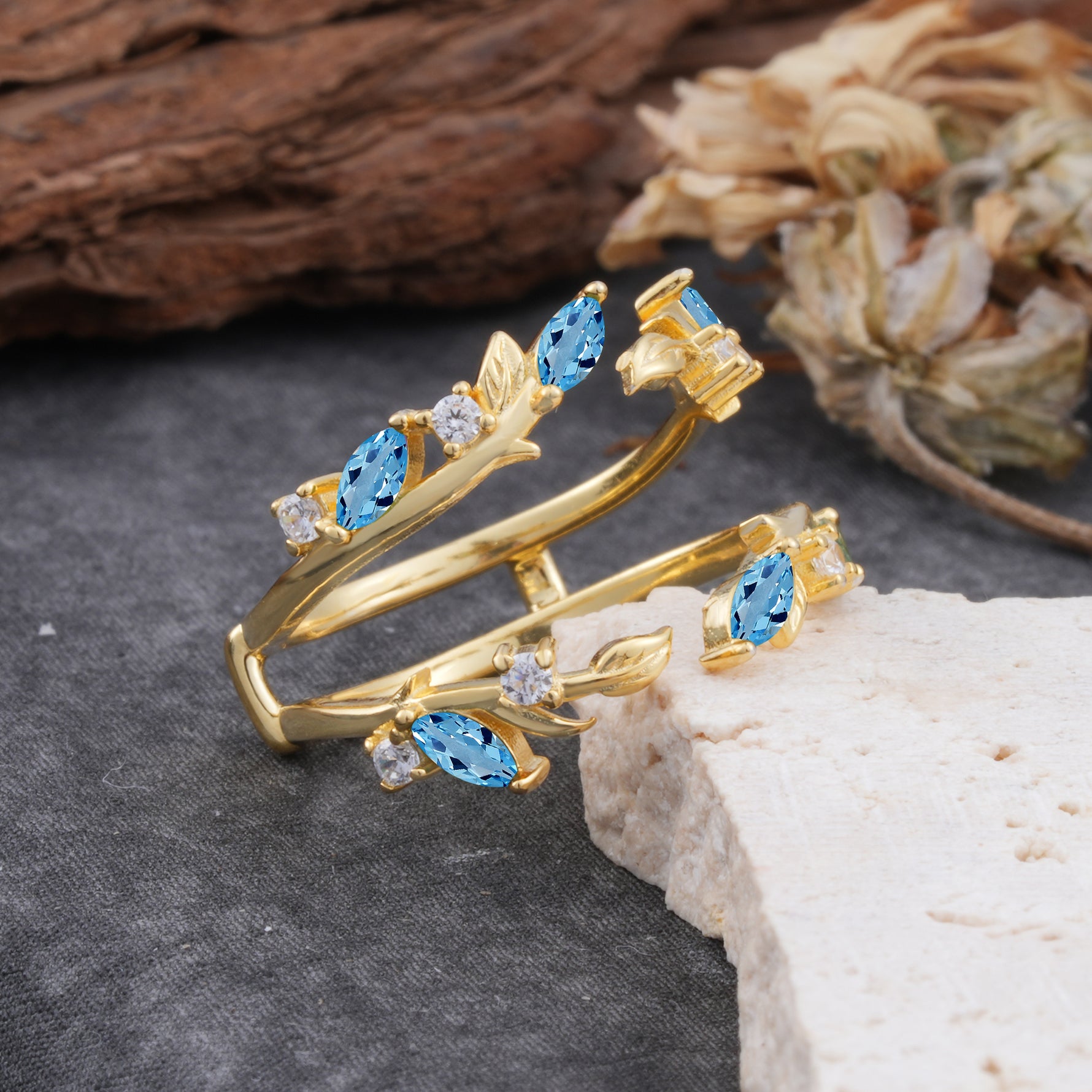 SR17251 Aquamarine Ring - White-Gold