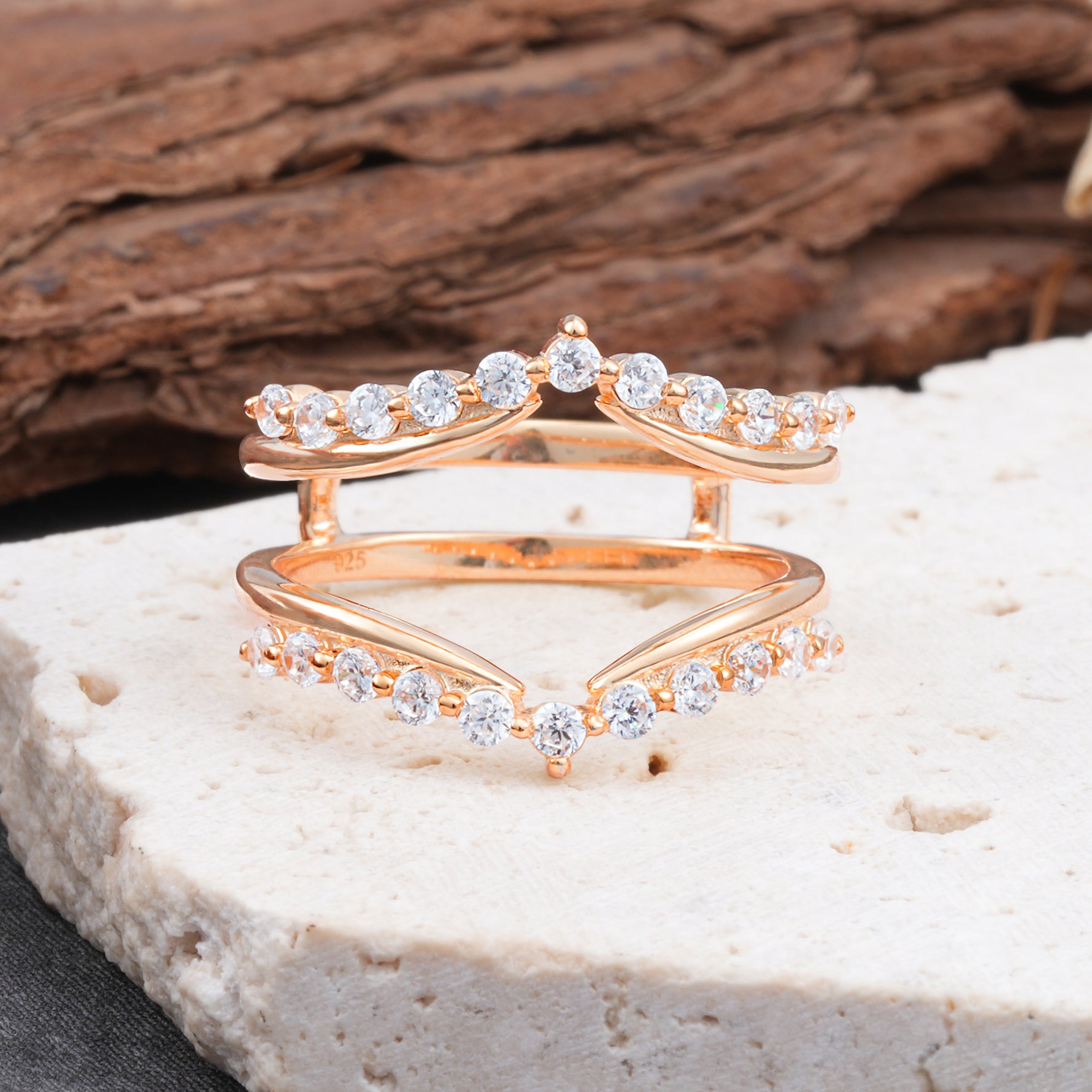 Double Layer Moissanite Curved Wedding Band - Additional view