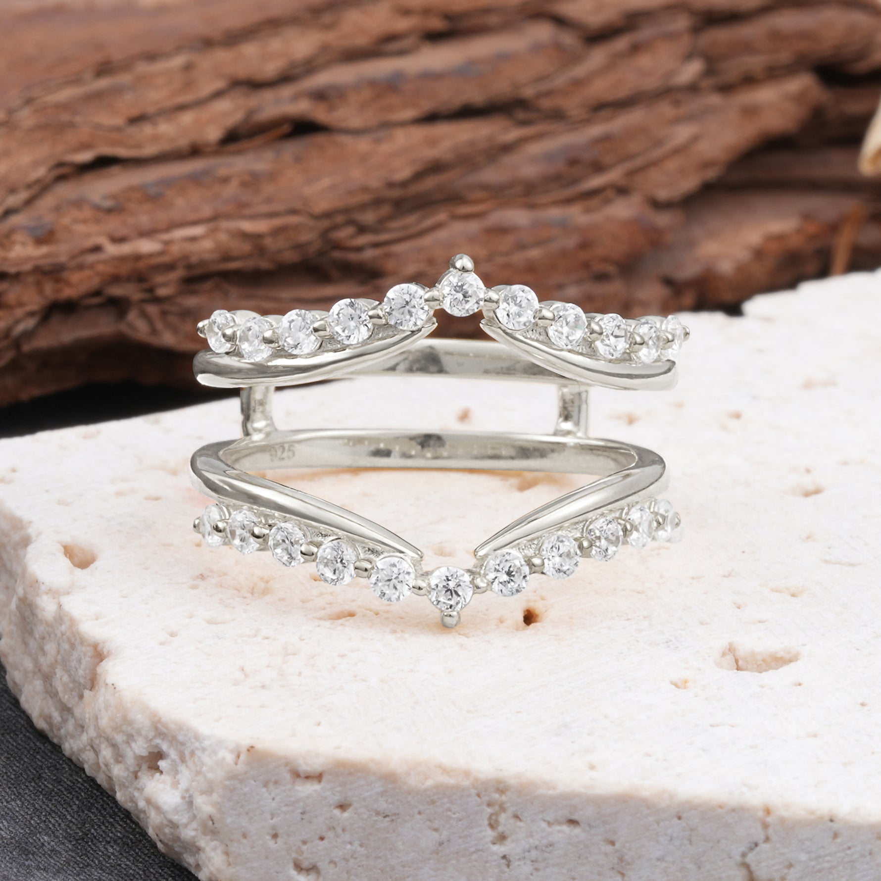 Double Layer Moissanite Curved Wedding Band - Additional view