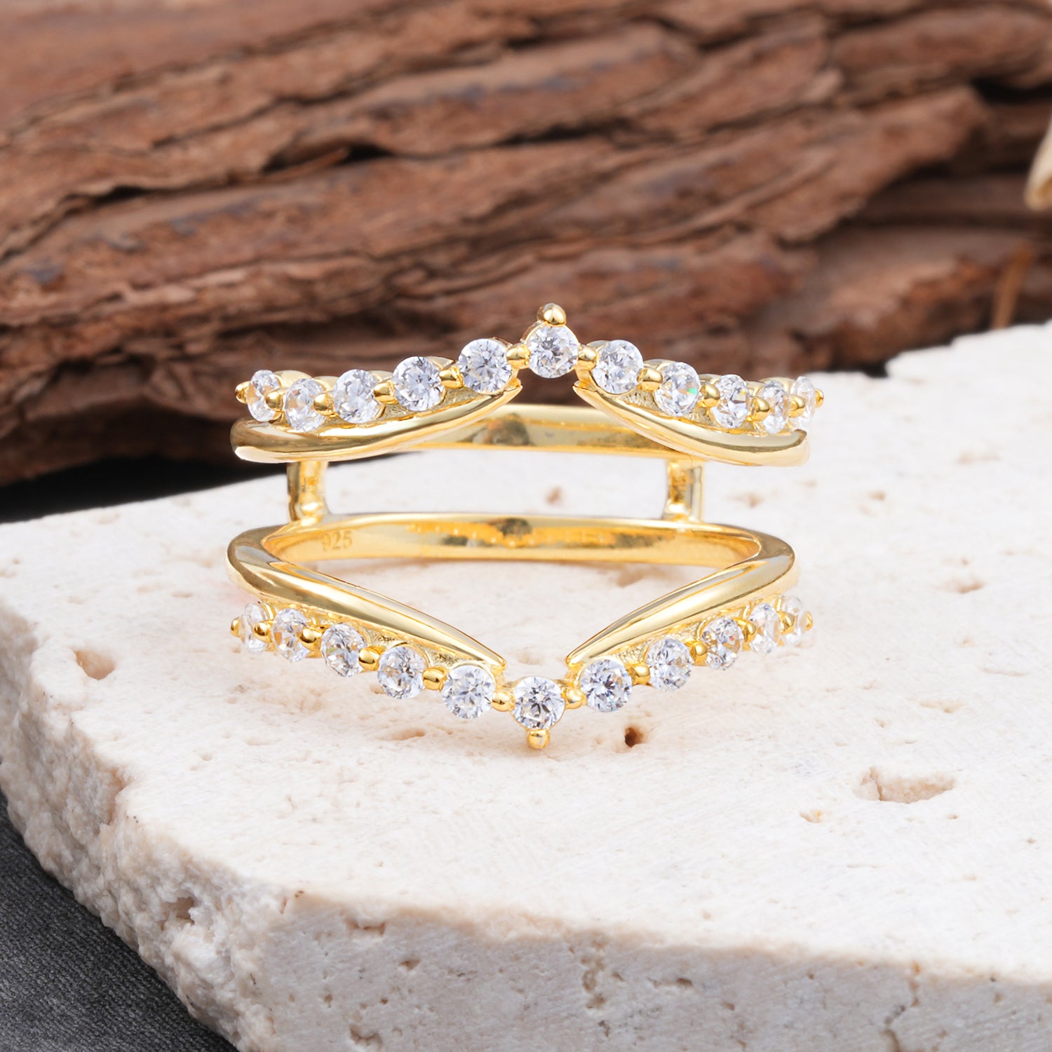 Double Layer Moissanite Curved Wedding Band - Additional view