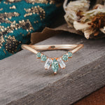 Vintage Nature Inspired Chevron Moss Agate Curved Wedding Band - Additional view