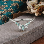 Vintage Nature Inspired Chevron Moss Agate Curved Wedding Band - Additional view