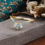 Vintage Nature Inspired Chevron Moss Agate Curved Wedding Band - Additional view
