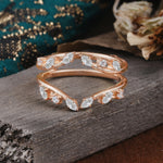 Vintage Marquise Cut Moissanite Wrap Enhancer Wedding Band Set - Additional view
