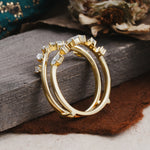 Vintage Marquise Cut Moissanite Wrap Enhancer Wedding Band Set - Additional view