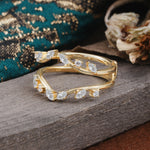 Vintage Marquise Cut Moissanite Wrap Enhancer Wedding Band Set - Additional view