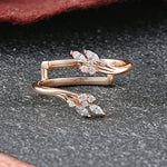 Nature Inspired Marquise Moissanite Leaf Wrap Enhancer Wedding Band - Additional view