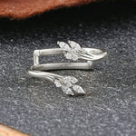 Nature Inspired Marquise Moissanite Leaf Wrap Enhancer Wedding Band - Additional view