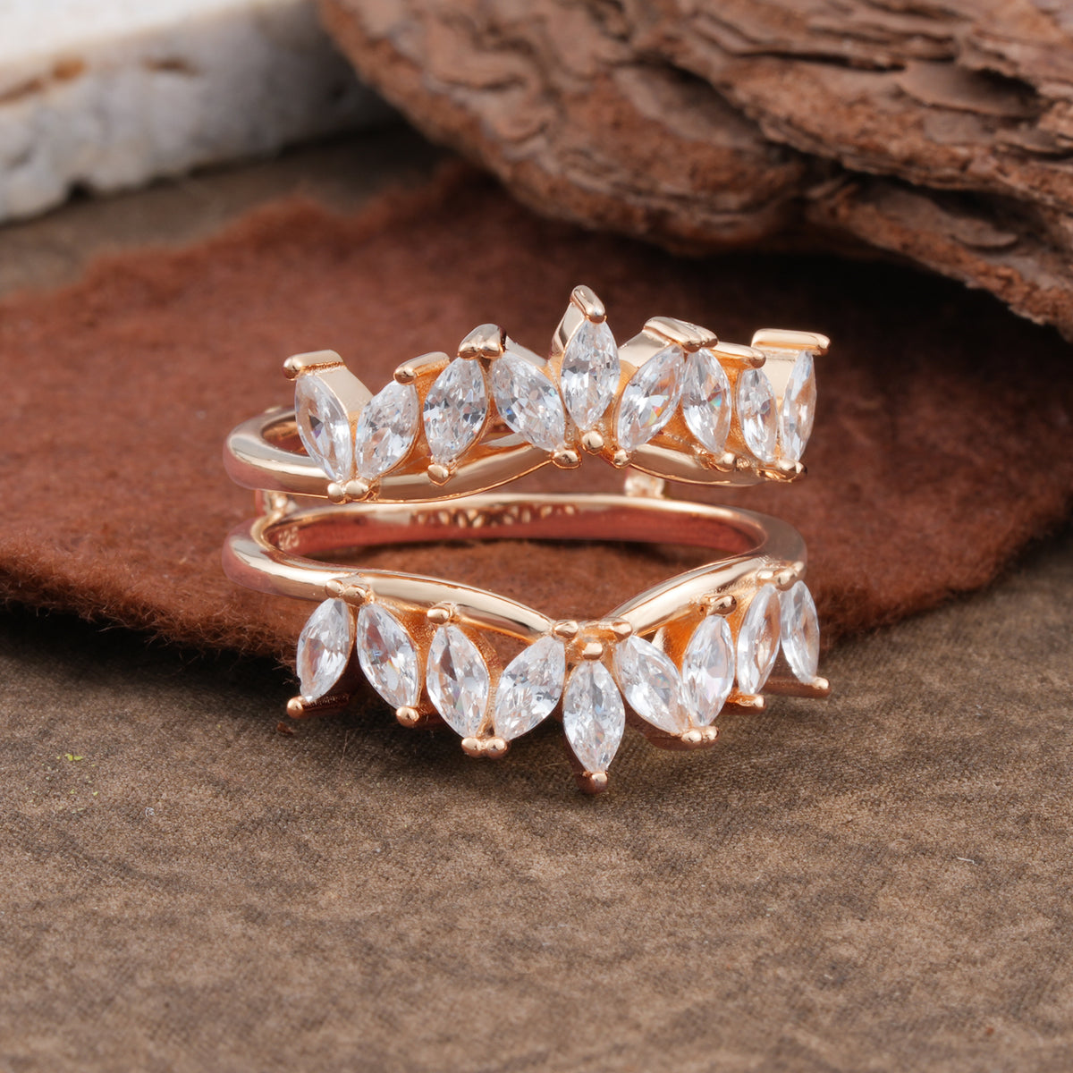 Nature Inspired Moissanite Curved Wedding Band - Additional view