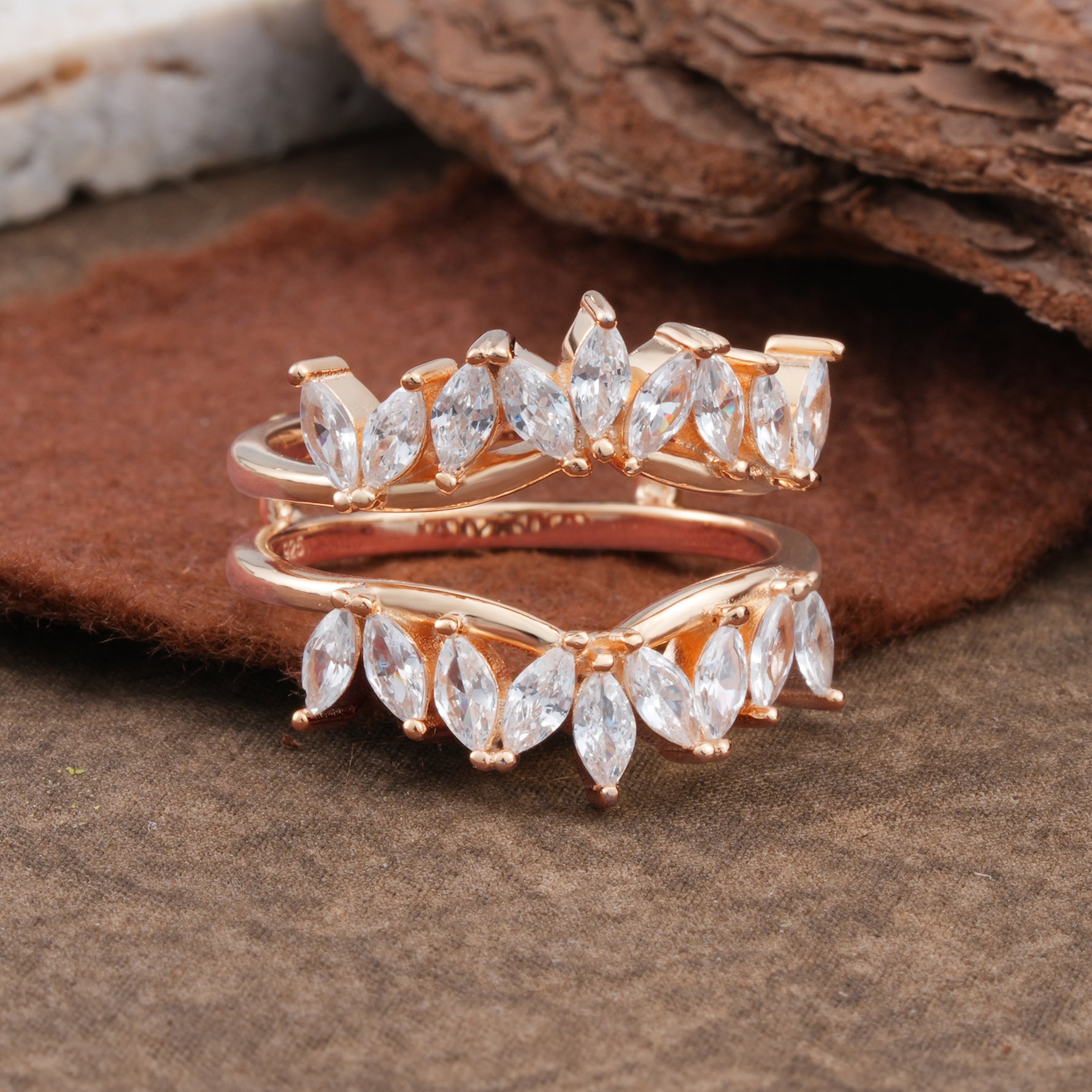 Nature Inspired Moissanite Curved Wedding Band - Additional view