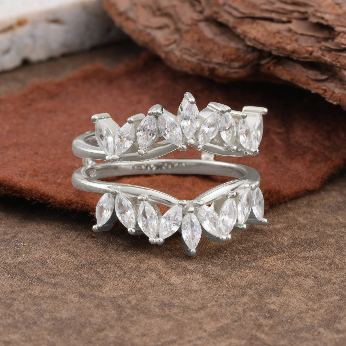 Nature Inspired Moissanite Curved Wedding Band - Additional view