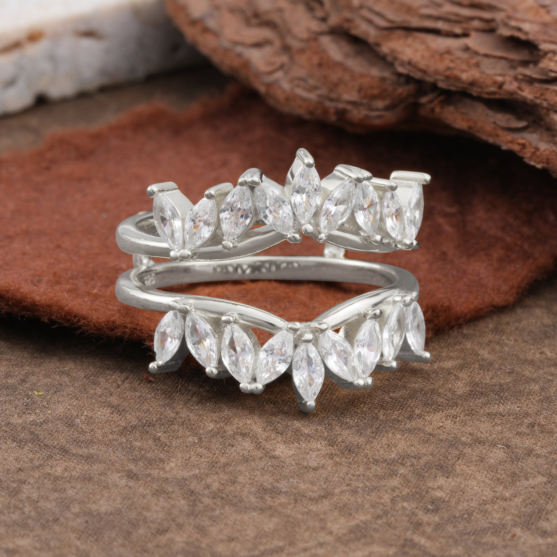 Nature Inspired Moissanite Curved Wedding Band - Additional view