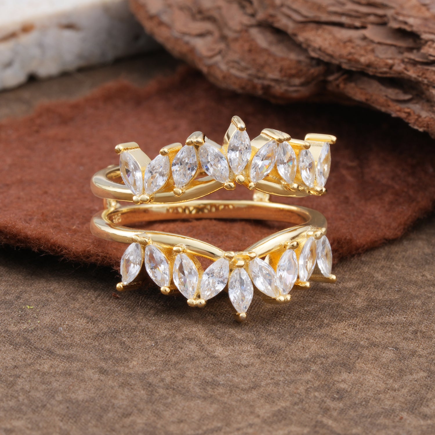 Nature Inspired Moissanite Curved Wedding Band - Additional view