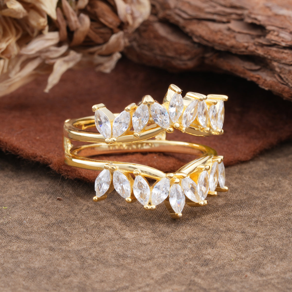 Nature Inspired Moissanite Curved Wedding Band - Additional view