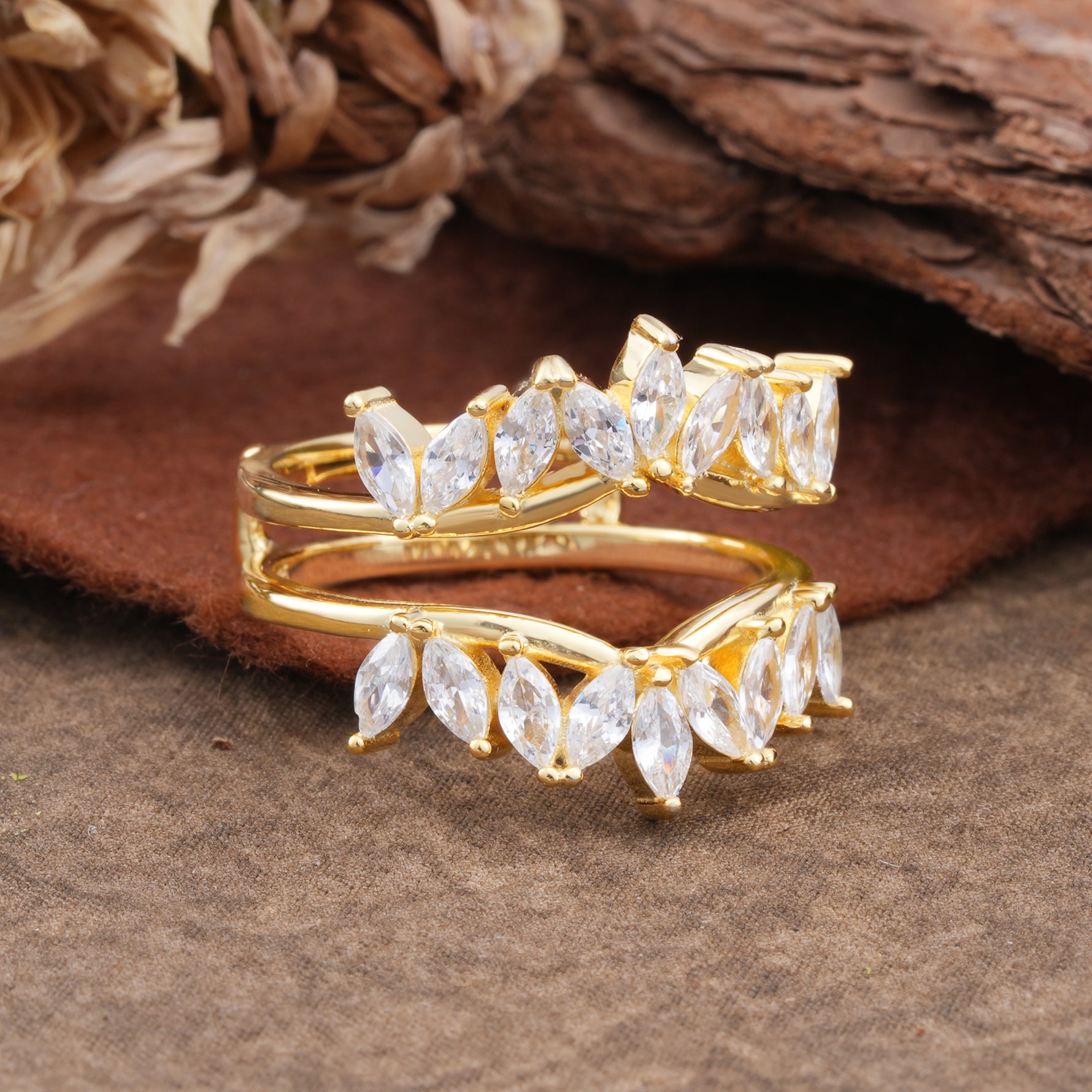 Nature Inspired Moissanite Curved Wedding Band - Additional view