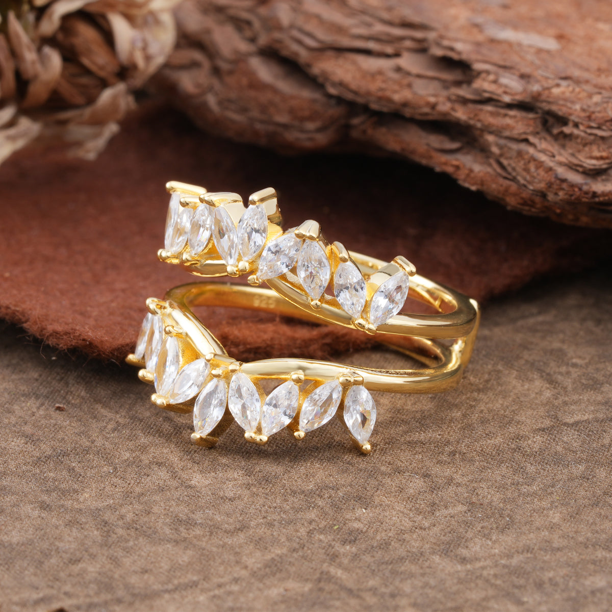 Nature Inspired Moissanite Curved Wedding Band - Additional view