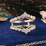 Vintage Tiara Crown Moissanite Double Row Enhancer Wedding Band - Additional view
