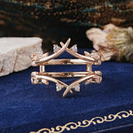 Leaf Branch Double Layer Open Moissanite Wedding Band - Additional view