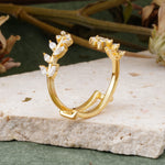 Nature Inspired Leaf Wrap Enhancer Band with Mixed Cut Moissanite Accents - Additional view