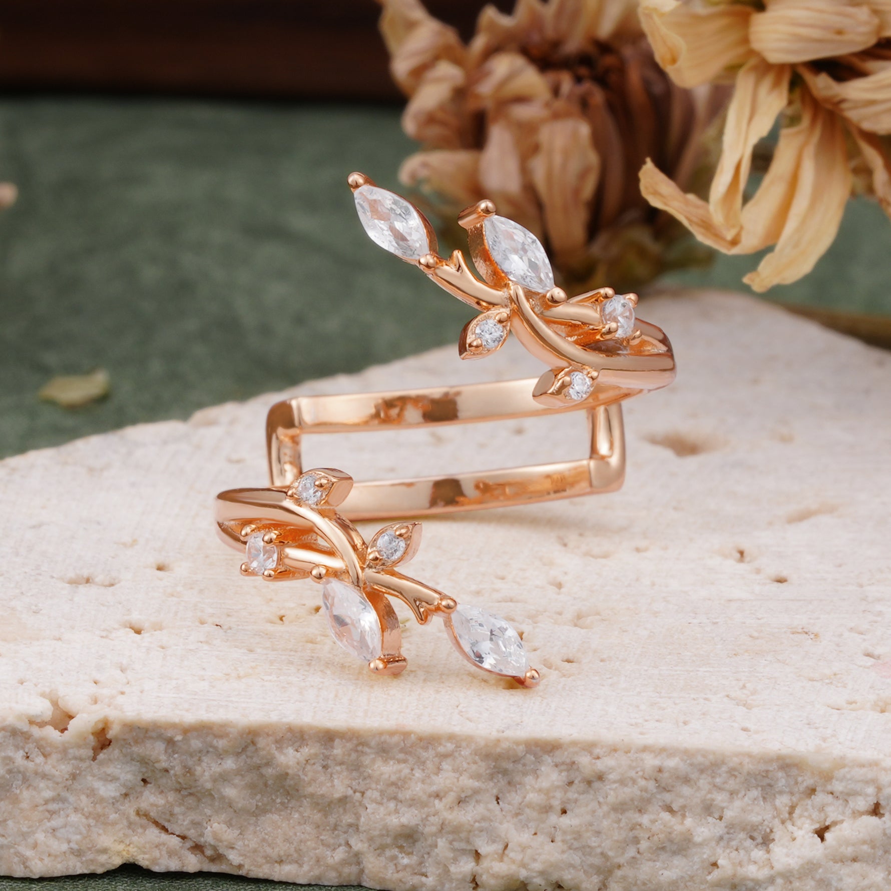 Nature Inspired Twig Branch Moissanite Spiral Wrap Wedding Band - Additional view