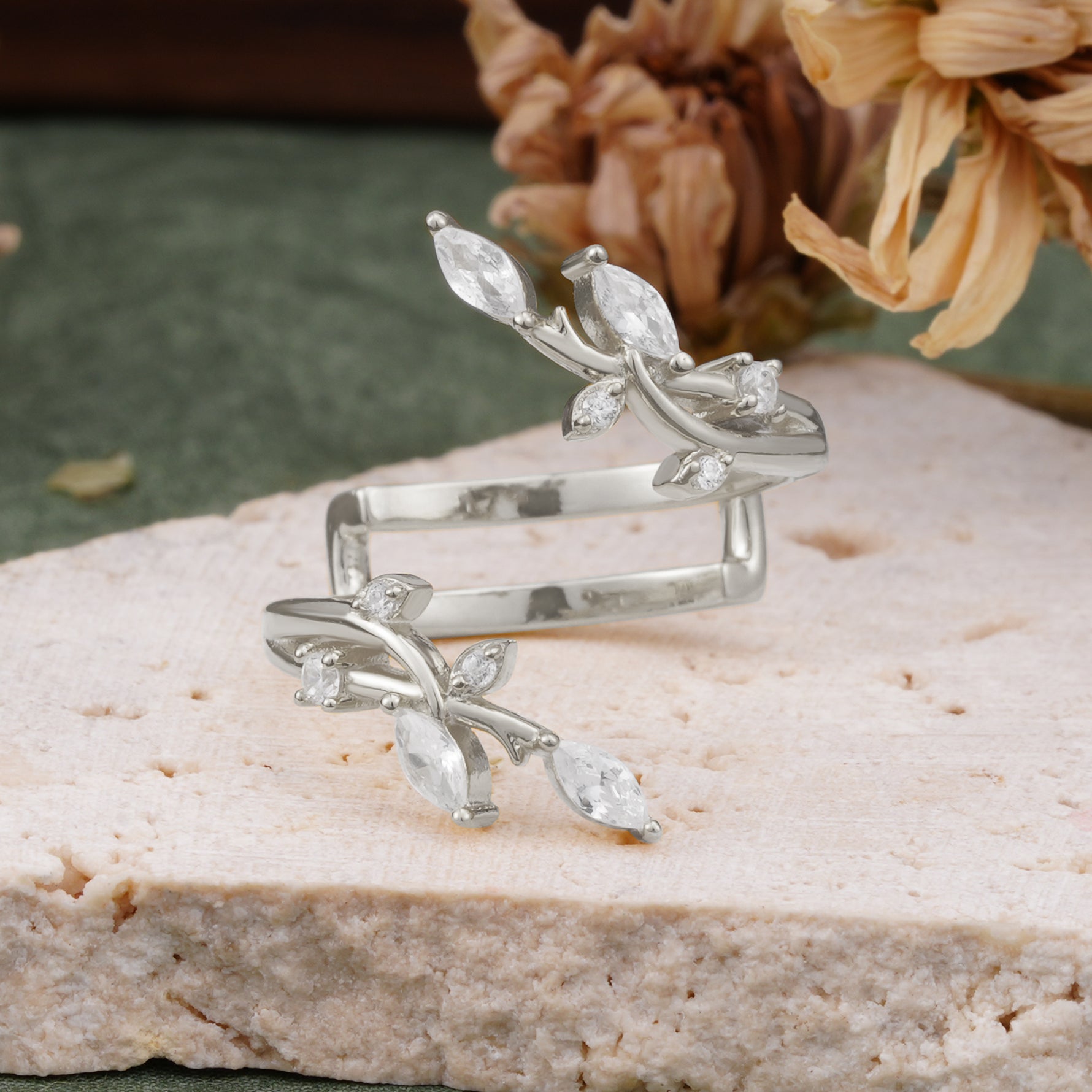 Nature Inspired Twig Branch Moissanite Spiral Wrap Wedding Band - Additional view