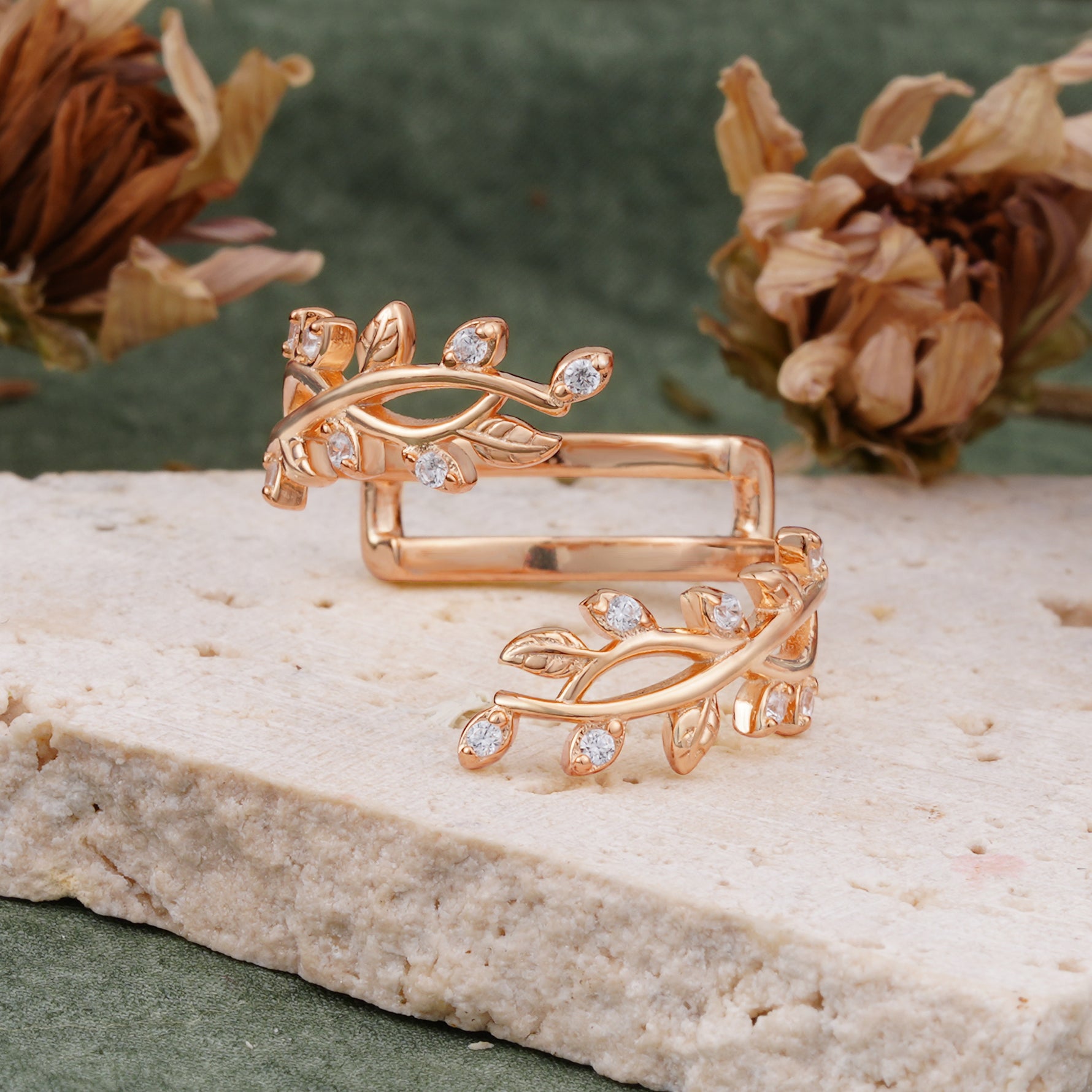 Nature Inspired Leaf Branch Moissanite Wedding Band - Additional view