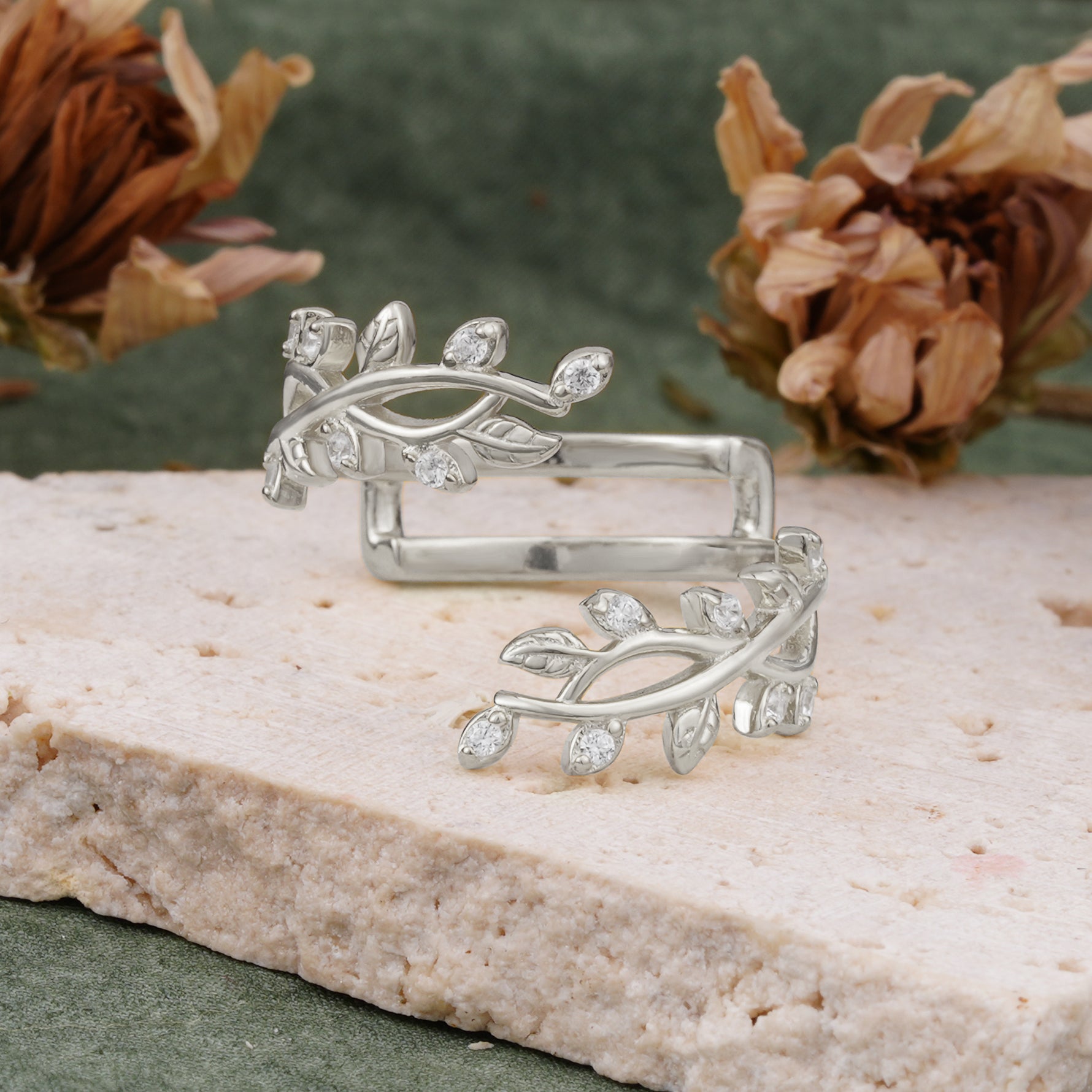 Nature Inspired Leaf Branch Moissanite Wedding Band - Additional view