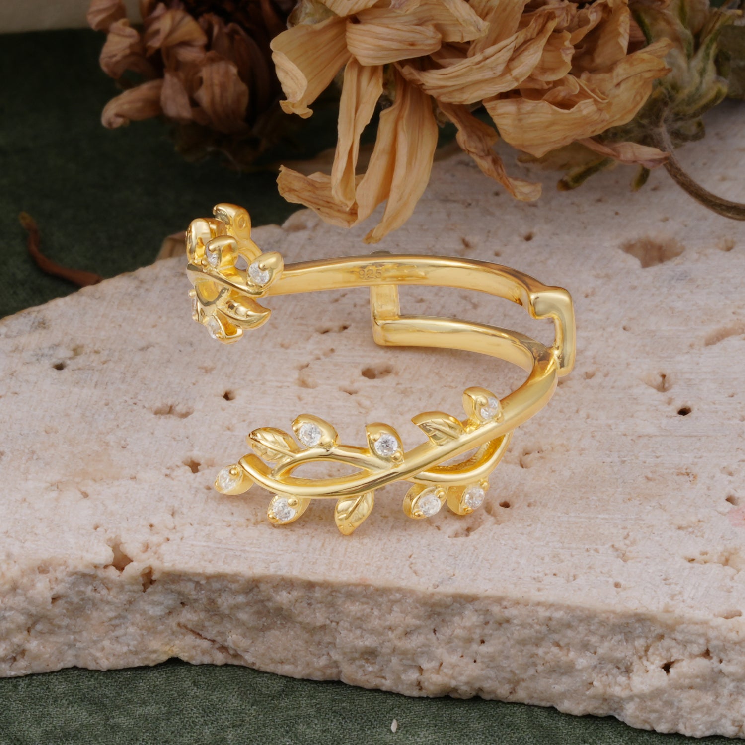 Nature Inspired Leaf Branch Moissanite Wedding Band - Additional view