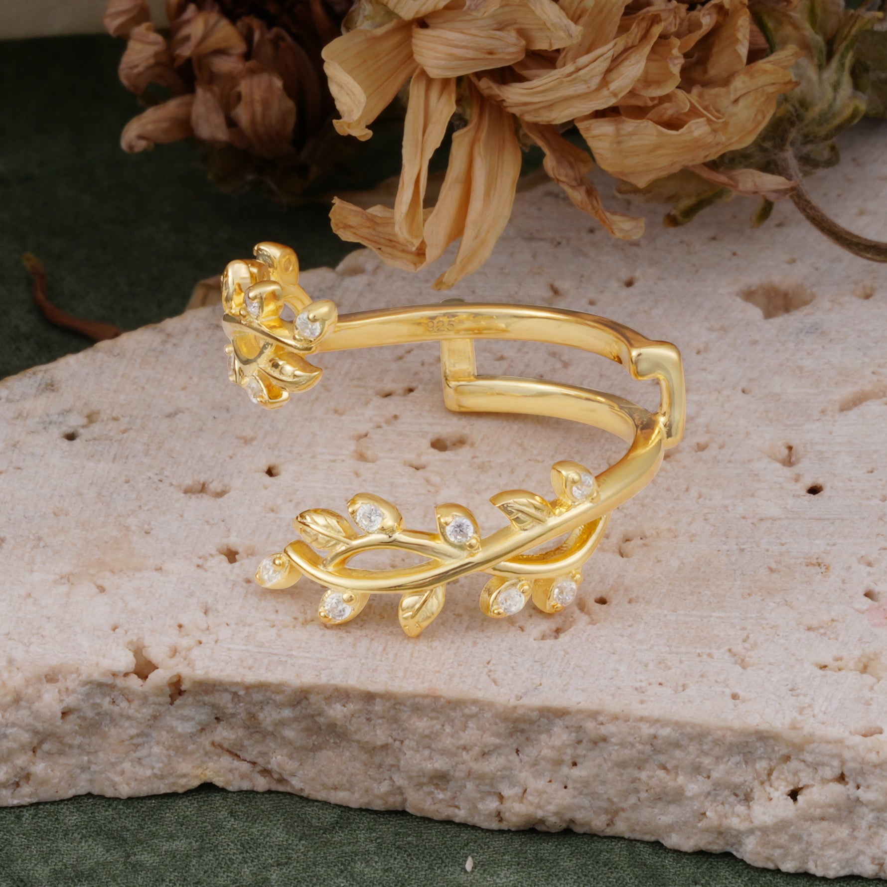 Nature Inspired Leaf Branch Moissanite Wedding Band - Additional view