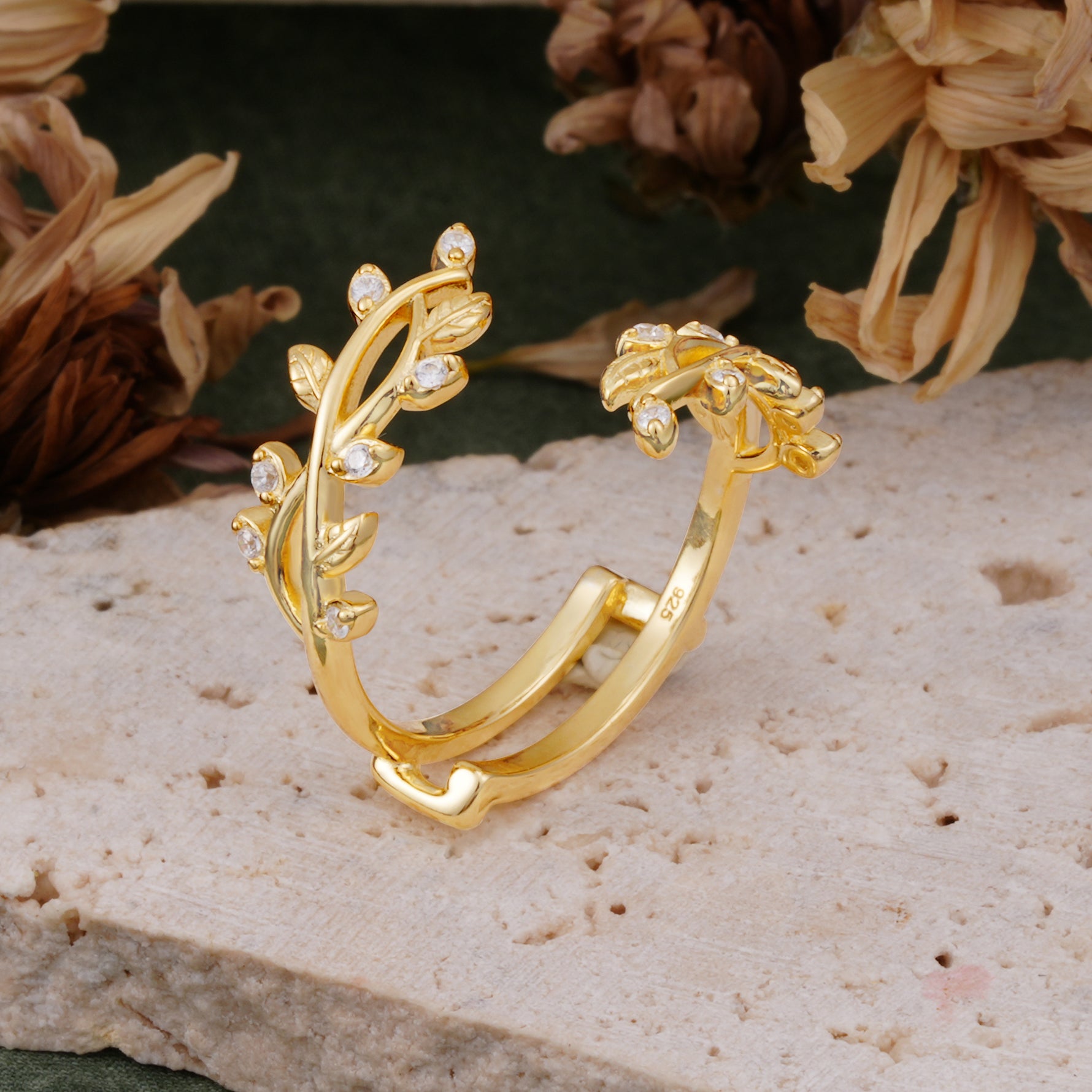 Nature Inspired Leaf Branch Moissanite Wedding Band - Additional view