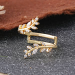 Vintage Nature Inspired Olive Branch Moissanite Enhancer Wedding Band - Additional view
