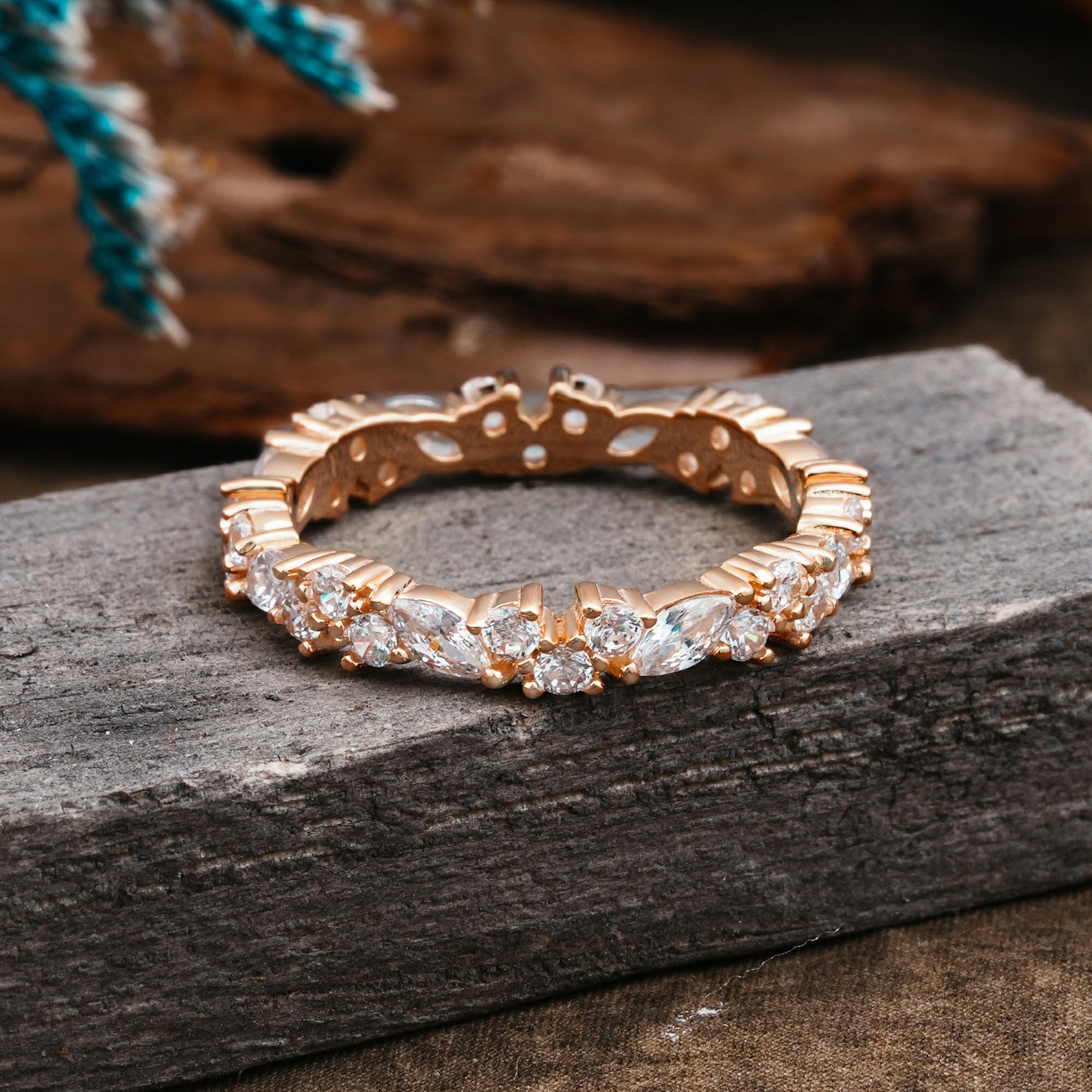Vintage Mixed Cut Moissanite Eternity Wedding Band - Additional view