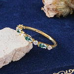 Classic Marquise Moss Agate Alternating Stacking Wedding Band - Additional view