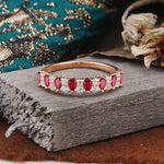 Natural Pear Cut Ruby Eternity Wedding Band - Additional view
