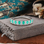 Natural Pear Cut Emerald Eternity Wedding Band - Additional view