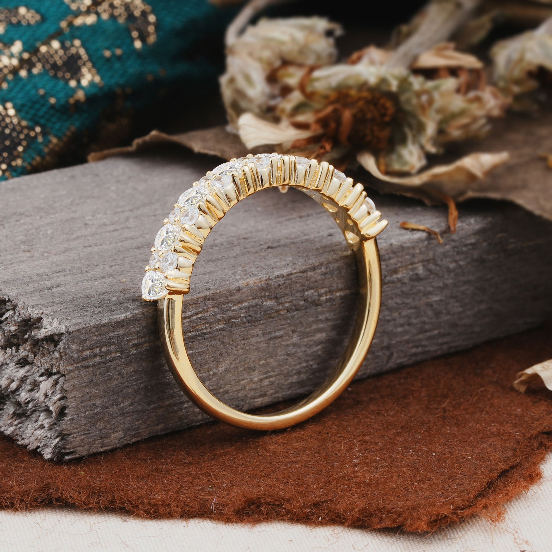 Natural Pear Cut Moissanite Eternity Wedding Band - Additional view