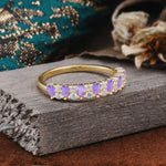 Natural Pear Cut Amethyst Eternity Wedding Band - Additional view