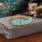 Natural Pear Cut Emerald Eternity Wedding Band - Additional view