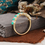 Natural Pear Cut Emerald Eternity Wedding Band - Additional view