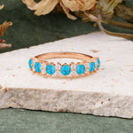 RoundCut Turquoise Alternating Eternity Wedding Band - Additional view