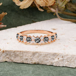 RoundCut Black Rutilated Quartz Alternating Eternity Wedding Band - Additional view