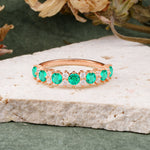 RoundCut Emerald Alternating Eternity Wedding Band - Additional view