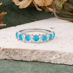 RoundCut Turquoise Alternating Eternity Wedding Band - Additional view