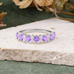 RoundCut Amethyst Alternating Eternity Wedding Band - Additional view