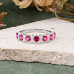 RoundCut Ruby Alternating Eternity Wedding Band - Additional view