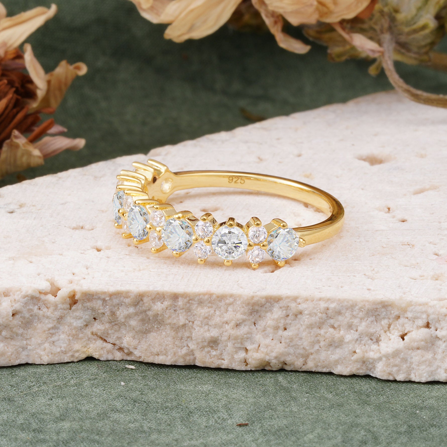 RoundCut Moissanite Alternating Eternity Wedding Band - Additional view