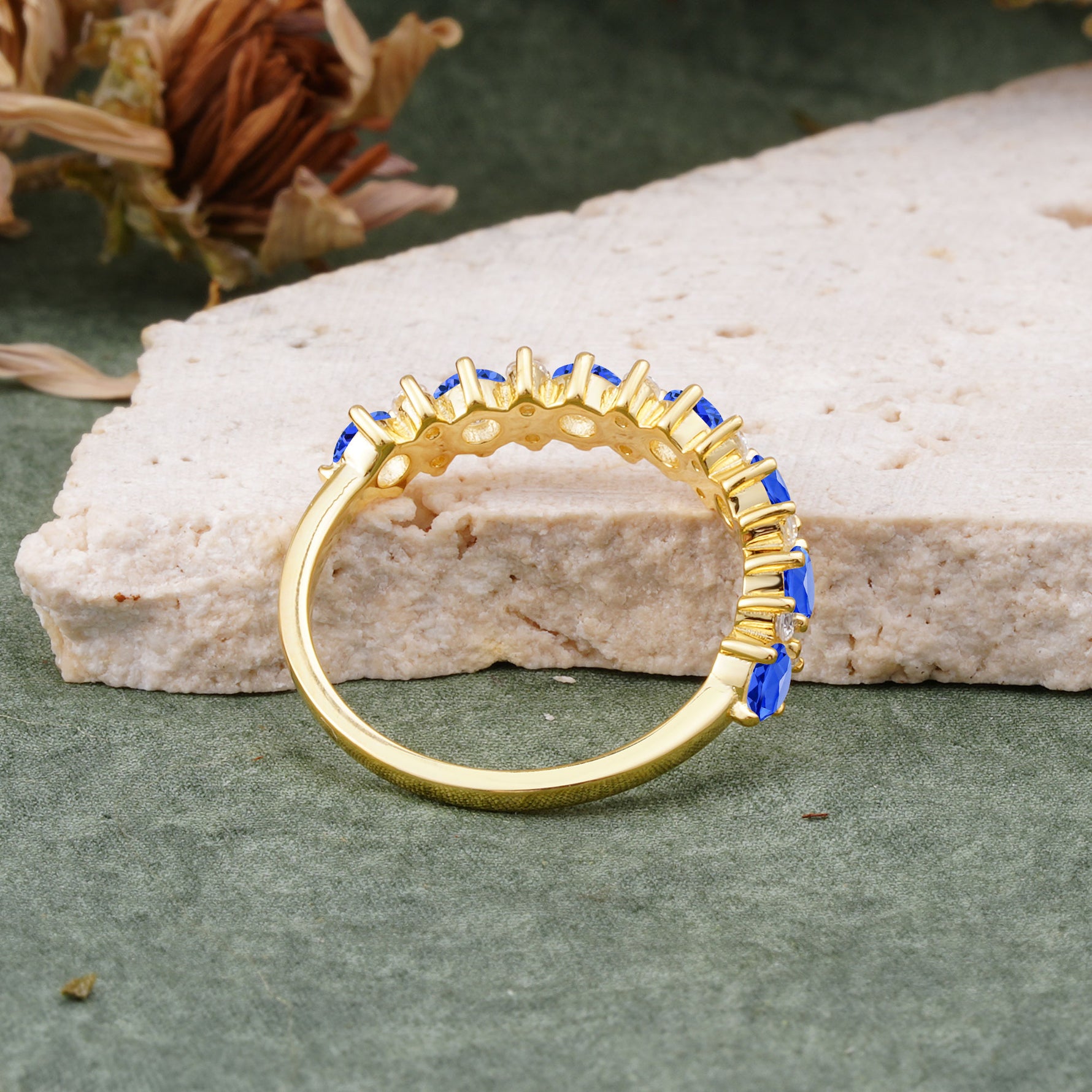 RoundCut Sapphire Alternating Eternity Wedding Band - Additional view